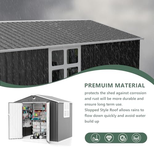metal storage shed with windown,outdoor storage building 8x6, side view