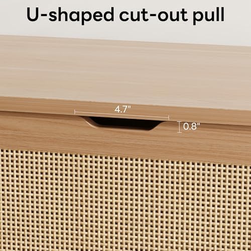 likimio 47.2" rattan storage ottoman bench chest, rustic on a desk or shelf