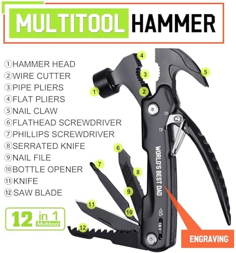 Fathers Day Dad Gifts from Daughter Wife - Gift for Dad, Dads Gift for Fathers Day - Birthday Gift, Christmas Presents for Father, Husband Stepdad, Men - Multitool Hammer from Daughter Son