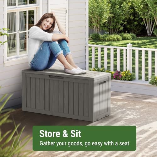 mars villa deck box, outdoor storage box waterproof on a desk or shelf