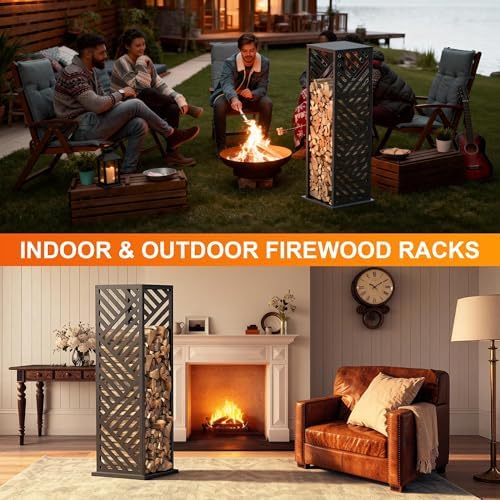 4ft firewood rack indoor, wood rack, metal, 1000, side view