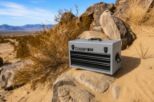 boxo usa 3-drawer hand carry toolbox – heavy, front angle view