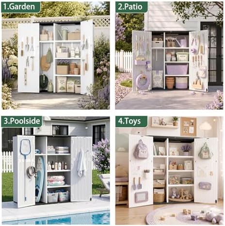outdoor storage shed resin waterproof storage cabinet for, front angle view