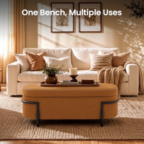 modernmate 42.7" storage ottoman bench, end of bed on a desk or shelf