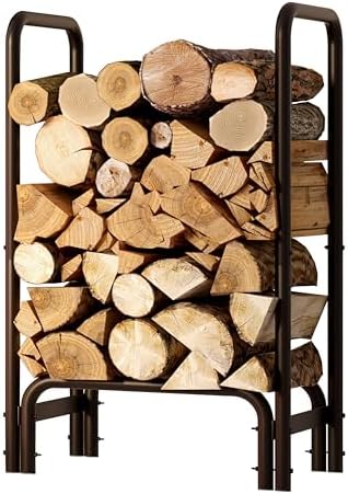 fire beauty firewood rack, carbon steel log holder, front angle view