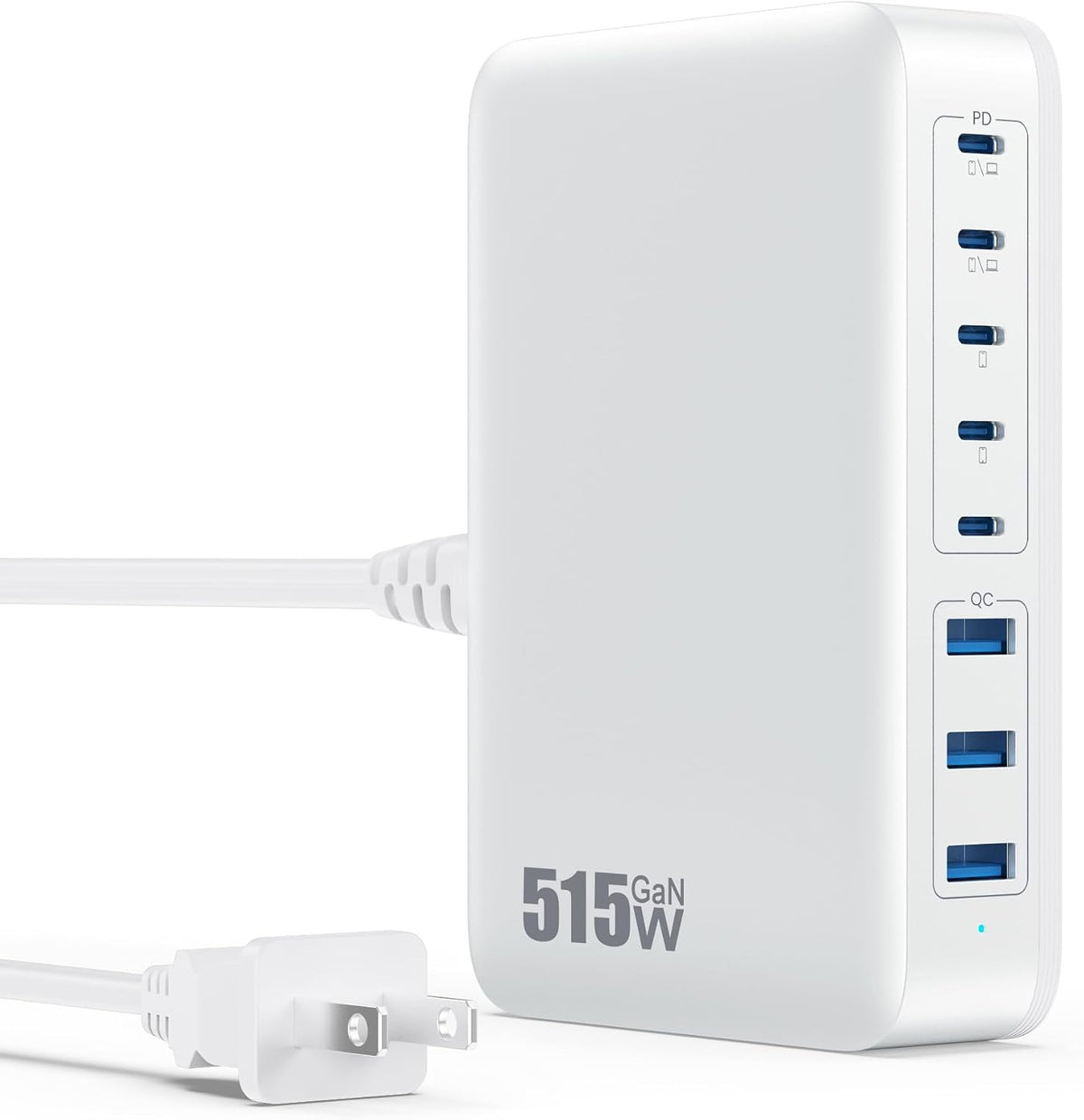 USB C Charger Block 515W GaN IV 8 Port Fast Charging Station Hub, Dual PD 100W