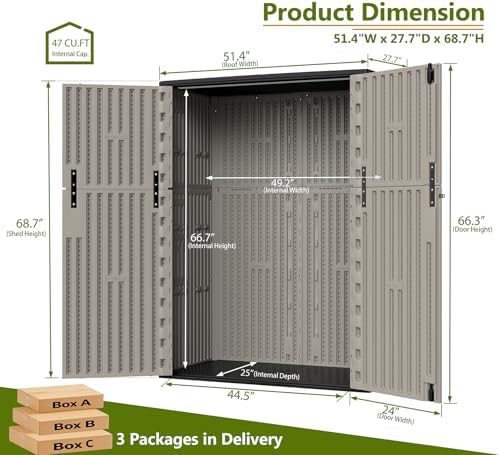 zzm 57 cu.ft outdoor storage shed hdpe storage, close-up detail