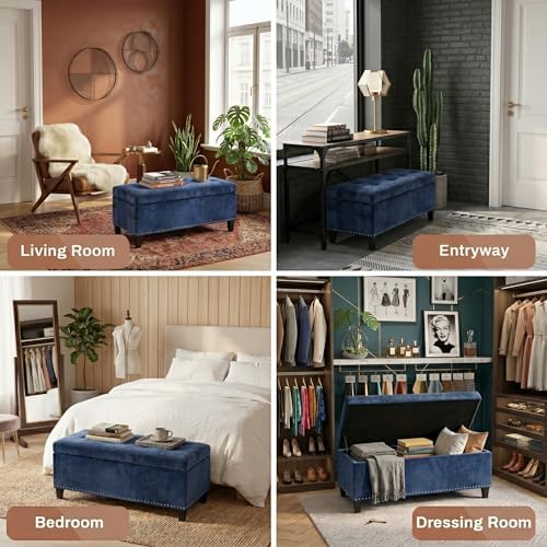 joveco 41" storage bench,tufted fabric storage ottoman with, package contents