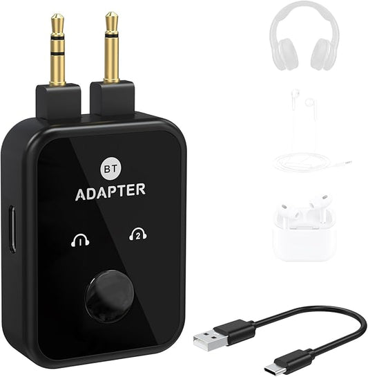 Airplane Bluetooth 5.3 Transmitter Adapter, 3.5mm to Dual Bluetooth Audio by Toeasor