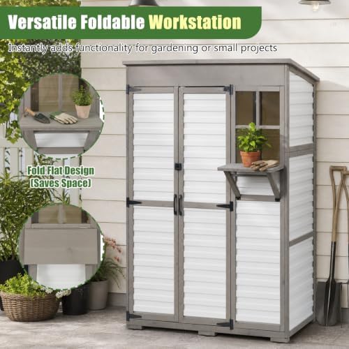 outdoor storage cabinet with waterproof pvc panels, 48.8", side view