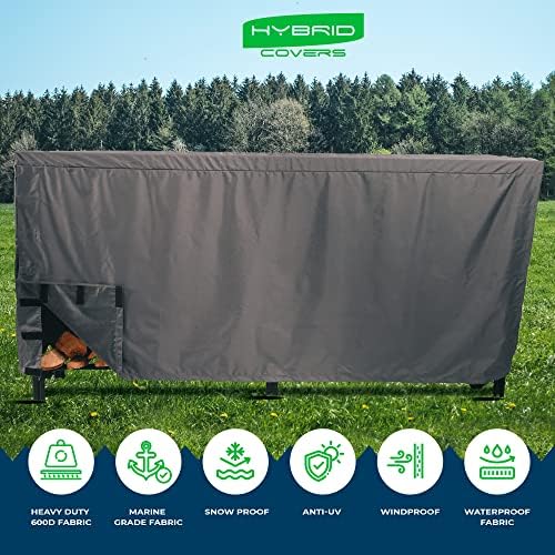 firewood rack cover v2.0 | 8ft heavy duty, side view