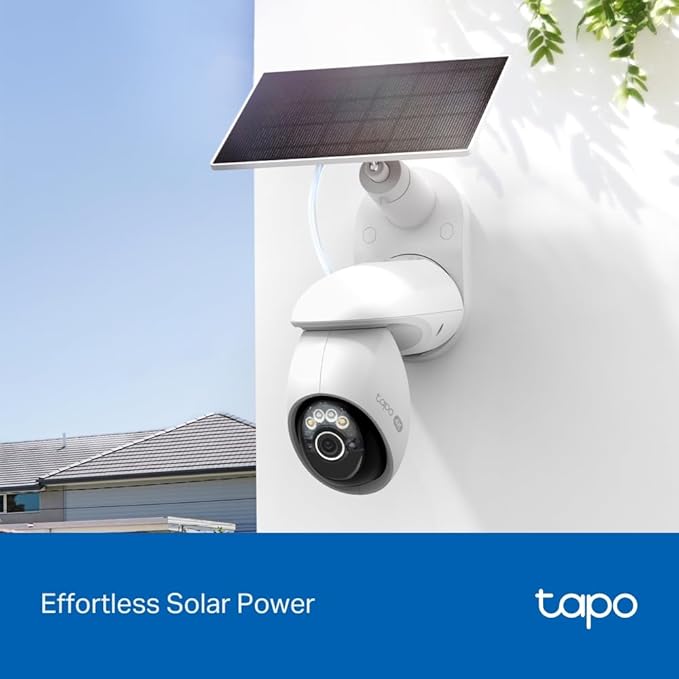 Tapo 4K Outdoor Camera Wireless, Battery Camera w/Solar Panel, 360° View - Image 2