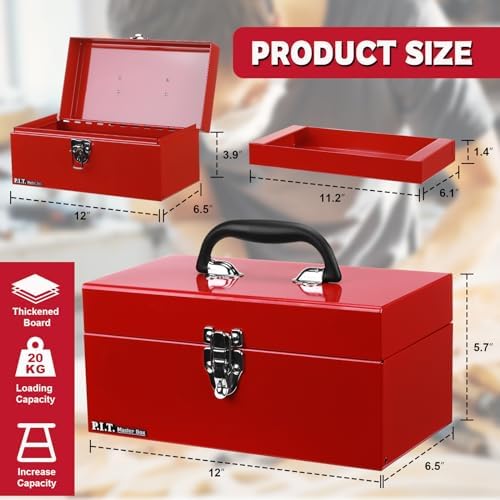 p.i.t. metal tool box 12 inch,portable small toolbox shown in use