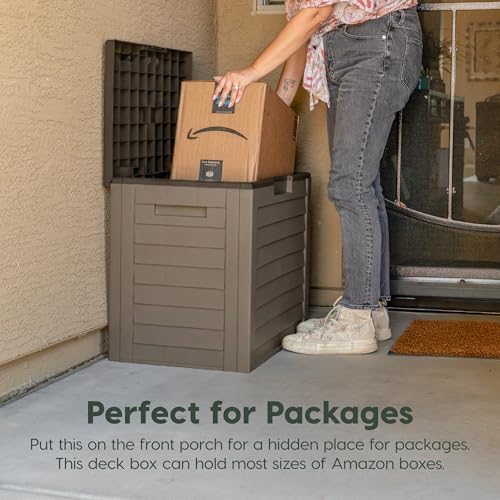 iris usa 35 gallon outdoor deck box, lockable, package contents