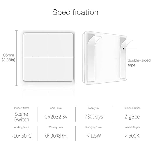 MOES Wireless Smart Scene Switch Button, Require MOES HUB, Zigbee Connection - Image 6