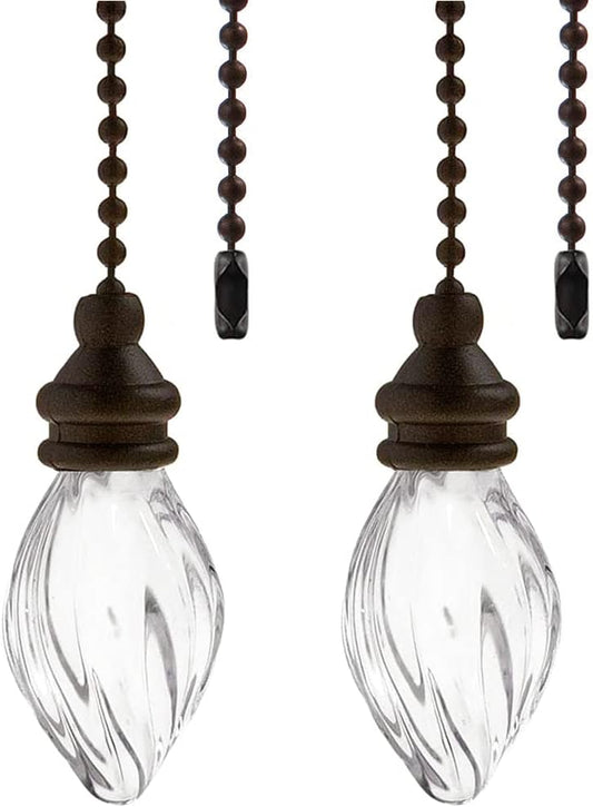 Ceiling Fan Pull Chains Ornaments 12 Inches Light Pull Chains with Acrylic Pendant Decorative Extensions for Ceiling Light Lamp Fan Chain(Bronze) 2 Pcs
