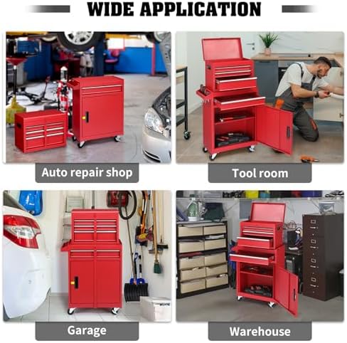 winado 4-drawer rolling tool chest, 2-in-1 large storage on a desk or shelf