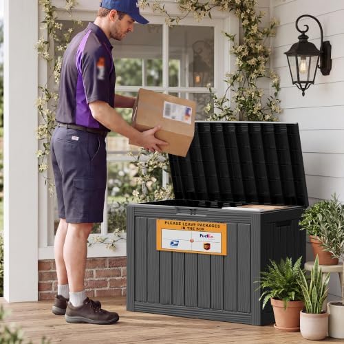 package delivery box for outside with sign 50 on a desk or shelf