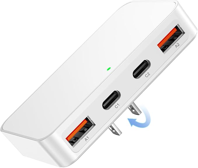 KWRNVO Flat USB Wall Charger 4 Ports Slim 35W USB-C/A Flodable Plug Fast by Unknown
