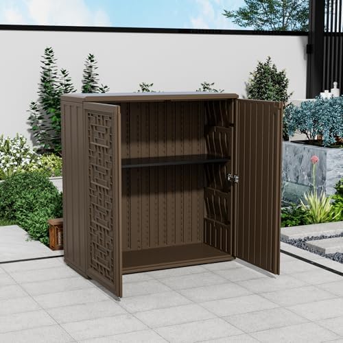 mrosaa storage box outdoor caninet,resin indoor storage box shown in use