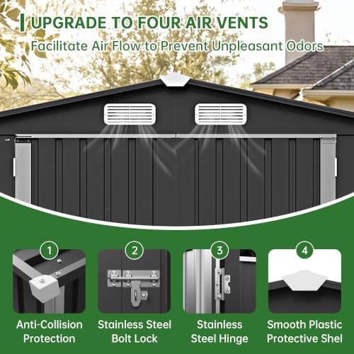 5.6 x 3.2 ft outdoor metal storage shed, side view