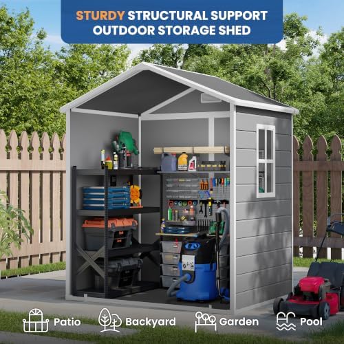 amopatio 6x4 ft outdoor storage shed with floor, close-up detail