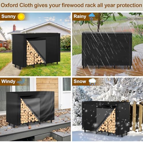4ft outdoor firewood rack, wood storage with 600d on a desk or shelf