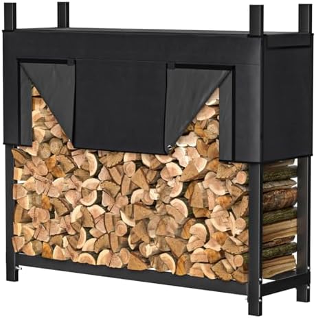 walmann heavy-duty firewood rack with cover & firewood, view 9
