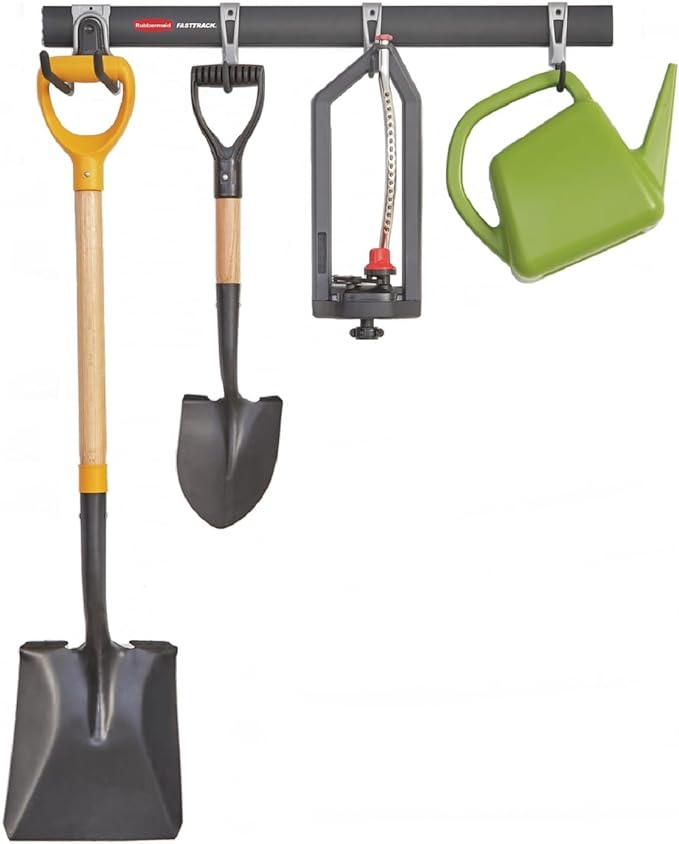 Rubbermaid FastTrack Garage Storage Utility Hooks 5 Piece Black All in One Rail by Rubbermaid