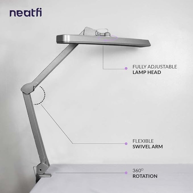 Neatfi XL 2, 500 Lumens LED Task Lamp, 22 Inches Wide, Eye-Caring, Desk Light - Image 4