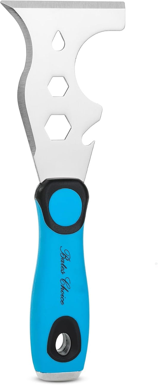 Bates- Paint Scraper, 13 in 1, Painters Tool, Rubber Handle, Paint Scrapers for Wood with Metal Hammer End, Painters Tool, Painters Knife, Paint Scraper for Painting, Putty Knife, Metal Scraper