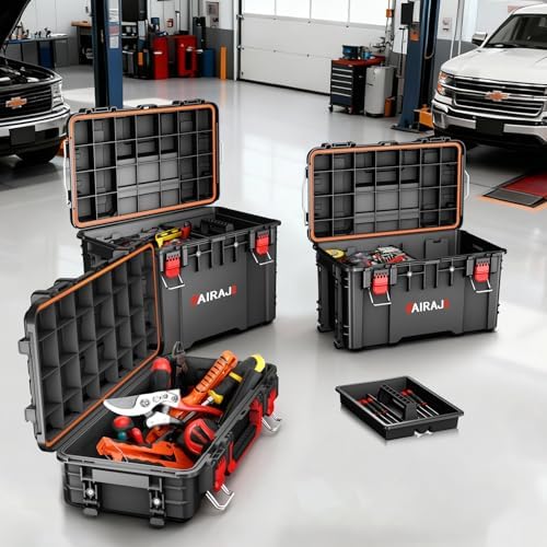 airaj rolling tool box with wheels heavy duty shown in use