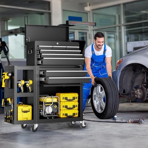 8-drawer rolling tool chest,3-in-1 tool box on wheels shown in use