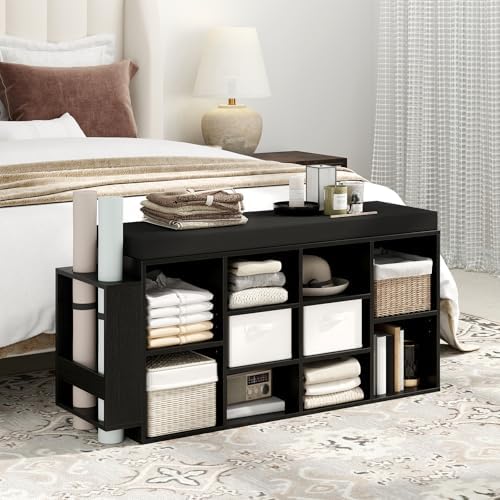 giantex shoe storage bench with umbrella stand, 10-cubby, close-up detail