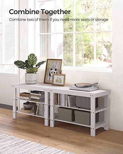 songmics shoe rack bench, 3-tier bamboo entryway bench, package contents