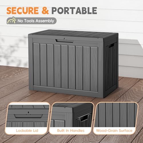 lubannese outdoor storage box, 50 gallon waterproof resin, package contents