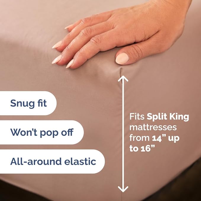 Split Head King Sheet Set – 4 Piece Flex Split Top King Sheets - Image 5