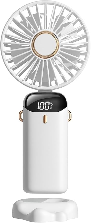 AMPMG LED Digital Display Rechargeable Fan – Portable Handheld & Desk Fan by Unknown