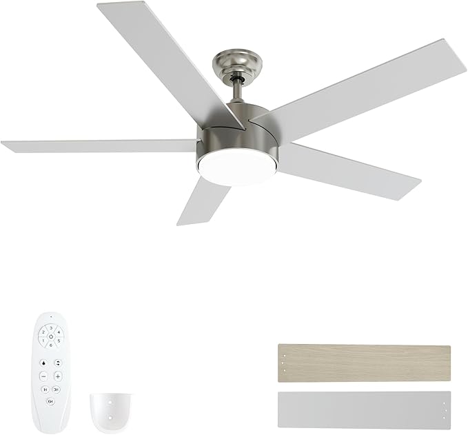 POCHFAN 52 Inch Brushed Nickel Ceiling Fans by POCHFAN
