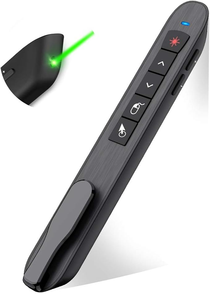 Air Mouse Green Presentation Remote Control USB Rechargeable Presentation by DinoFire