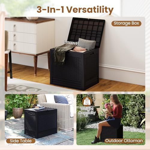 tangkula 25 gallon waterproof outdoor storage box with, view 9