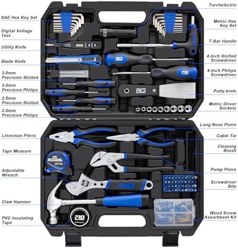 prostormer 229-piece household tool set, basic home tool shown in use