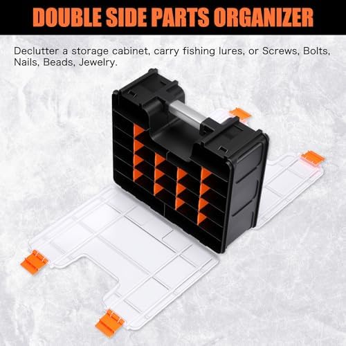 double side tool box, multi-function storage toolbox organizer, side view