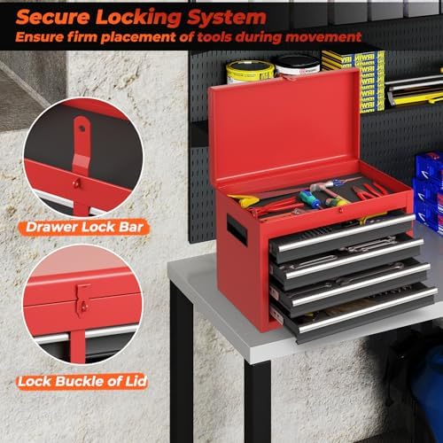 tangzon rolling tool chest, 2-in-1 large capacity tool showing dimensions