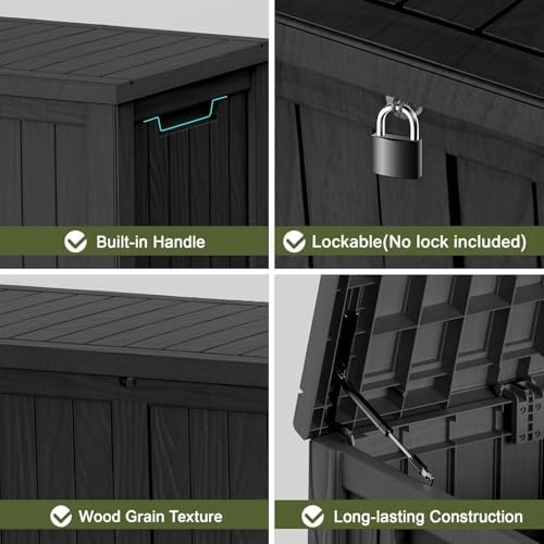 outdoor storage box 150 gal waterproof deck box, package contents