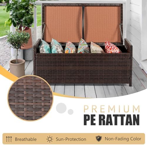 prohiker 2-in-1 wicker deck box bench, all-weather 55, close-up detail