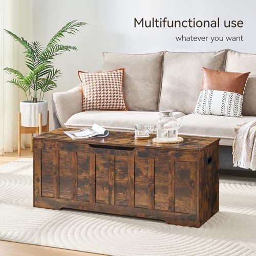 vankiley 47.2" storage chest extra large, wooden storage, close-up detail
