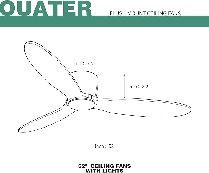 OUATER Flush Mount Ceiling Fan no light - Image 6