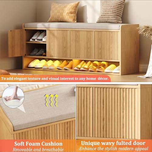 homefort 47.2" fluted shoe storage bench, entryway bench, package contents