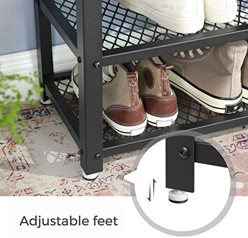 vasagle 3-tier shoe rack, storage bench with metal on a desk or shelf